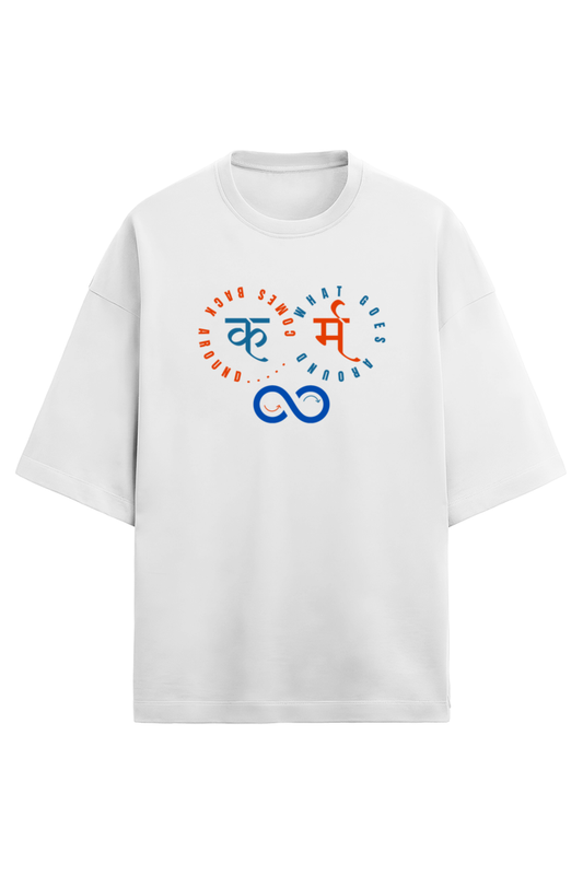 Karma2 White Oversized Terry Cotton Tee