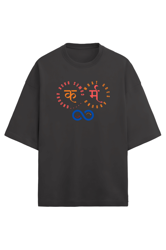 Karma2 Black Oversized Terry Cotton Tee