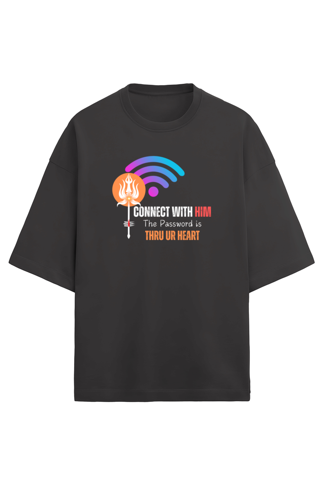 Connect Black Oversized Terry Cotton Tee
