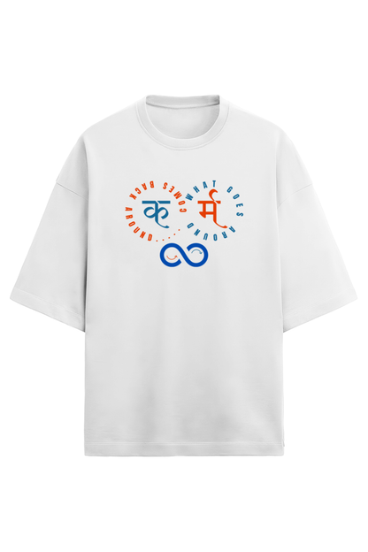 Karma2 White Oversized Terry Cotton Tee