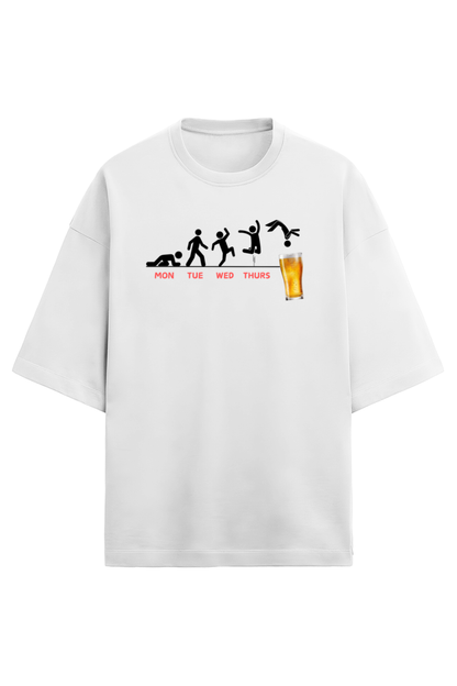 Mon2Fri White Oversized Terry Cotton Tee