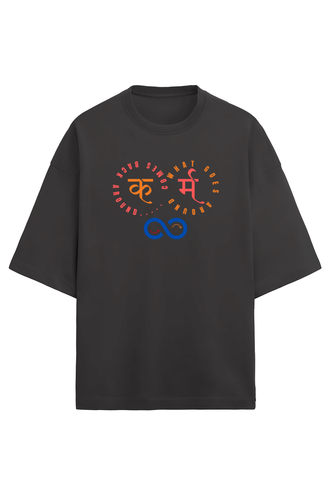 Karma2 Black Oversized Terry Cotton Tee