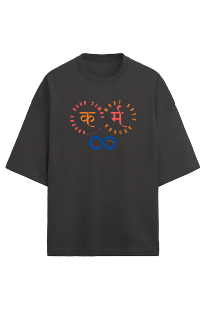 Karma2 Black Oversized Terry Cotton Tee