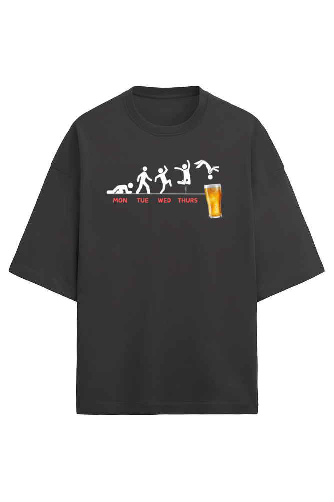 Mon2Fri Black Oversized Terry Cotton Tee