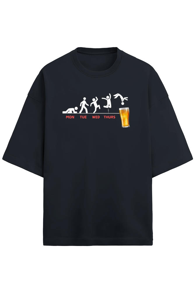 Mon2Fri Black Oversized Terry Cotton Tee