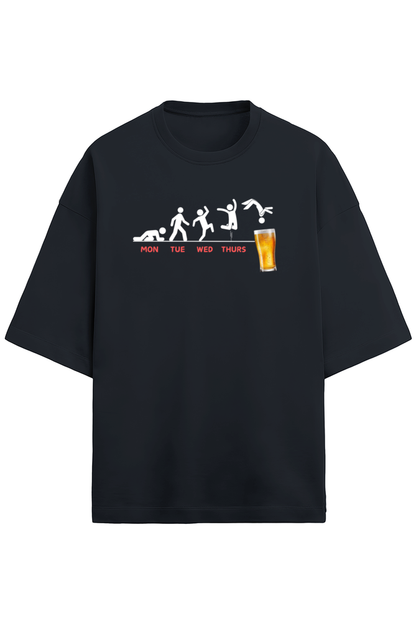 Mon2Fri Black Oversized Terry Cotton Tee