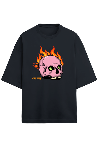 BhejaFry Black Oversized Terry Cotton Tee