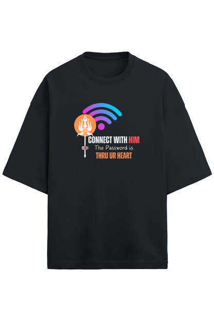 Connect Black Oversized Terry Cotton Tee
