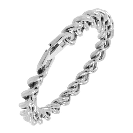 Curb Rhodium Plated Glossy SS Bracelet