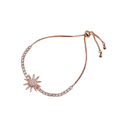 Rotating Flower Rose Gold Adjustable Slider Bracelet
