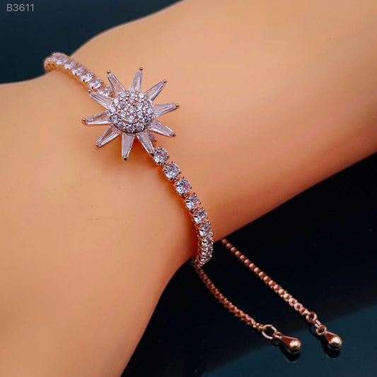 Rotating Flower Rose Gold Adjustable Slider Bracelet