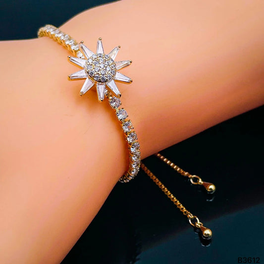 Rotating Flower Gold Adjustable Slider Bracelet