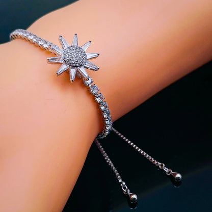 Rotating Flower Gold Adjustable Slider Bracelet