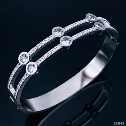 Solitaire Eternity Silver SS Openable Kada Bracelet