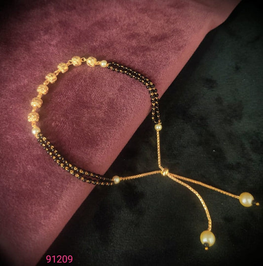 Dual Beads Copper Gold Black Slider Hand Mangalsutra