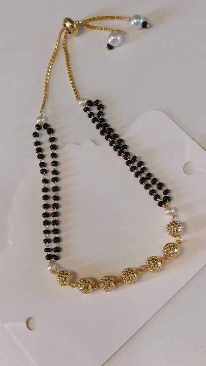 Dual Beads Copper Gold Black Slider Hand Mangalsutra