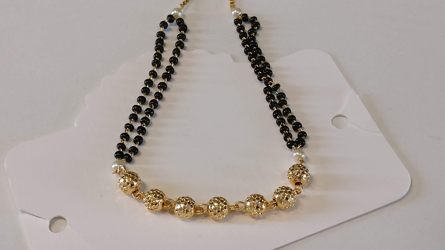 Dual Beads Copper Gold Black Slider Hand Mangalsutra