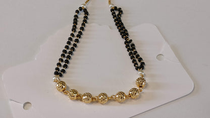 Dual Beads Copper Gold Black Slider Hand Mangalsutra