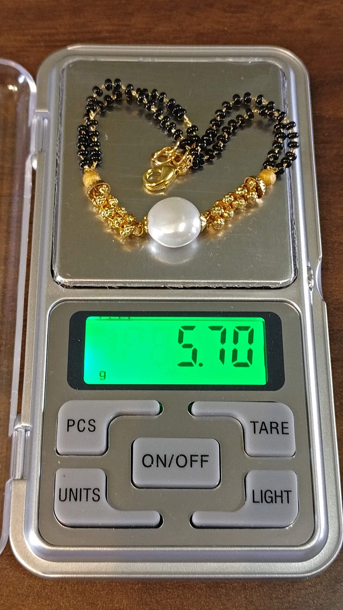 Dual Beads Layered Pearl Copper Gold Black Slider Hand Mangalsutra