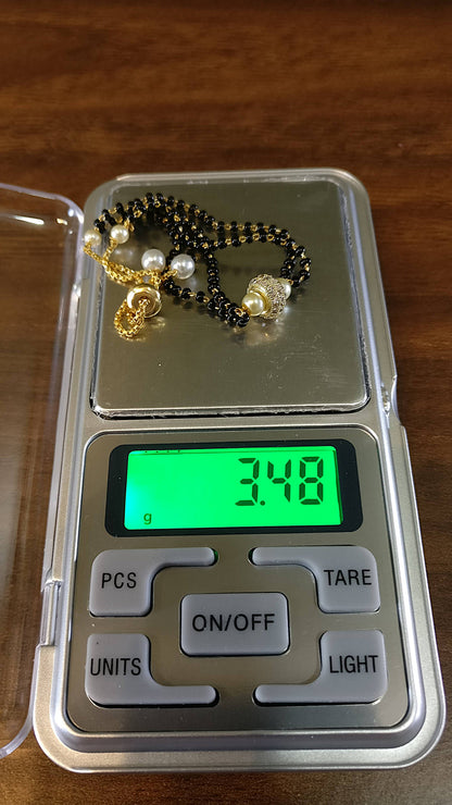 Beads Pearl American Diamond Copper Gold Black Slider Hand Mangalsutra