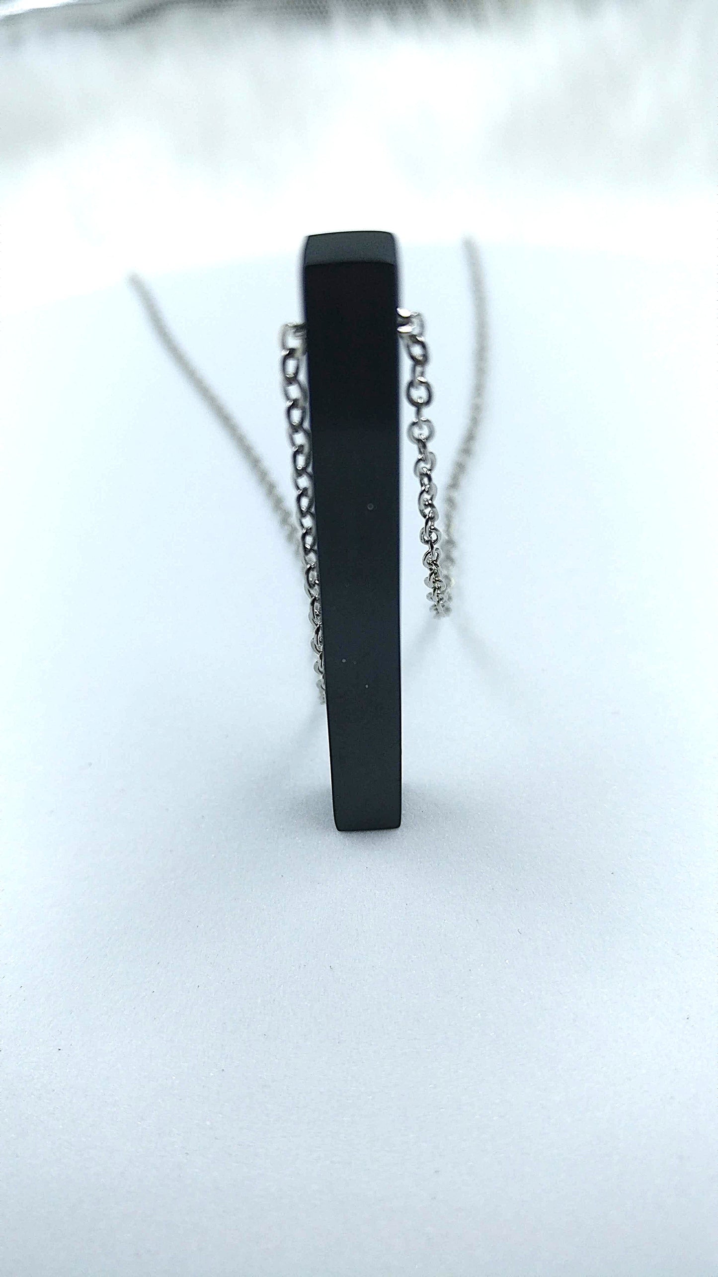 Plain Black Bar Stainless Steel Chain Pendant