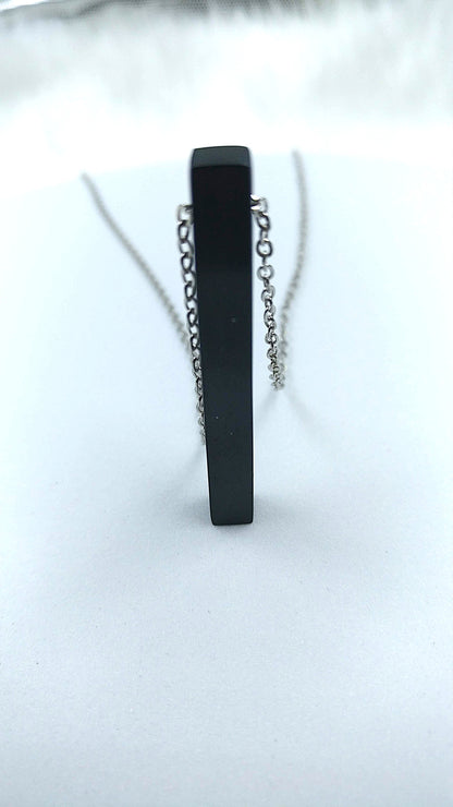Plain Black Bar Stainless Steel Chain Pendant