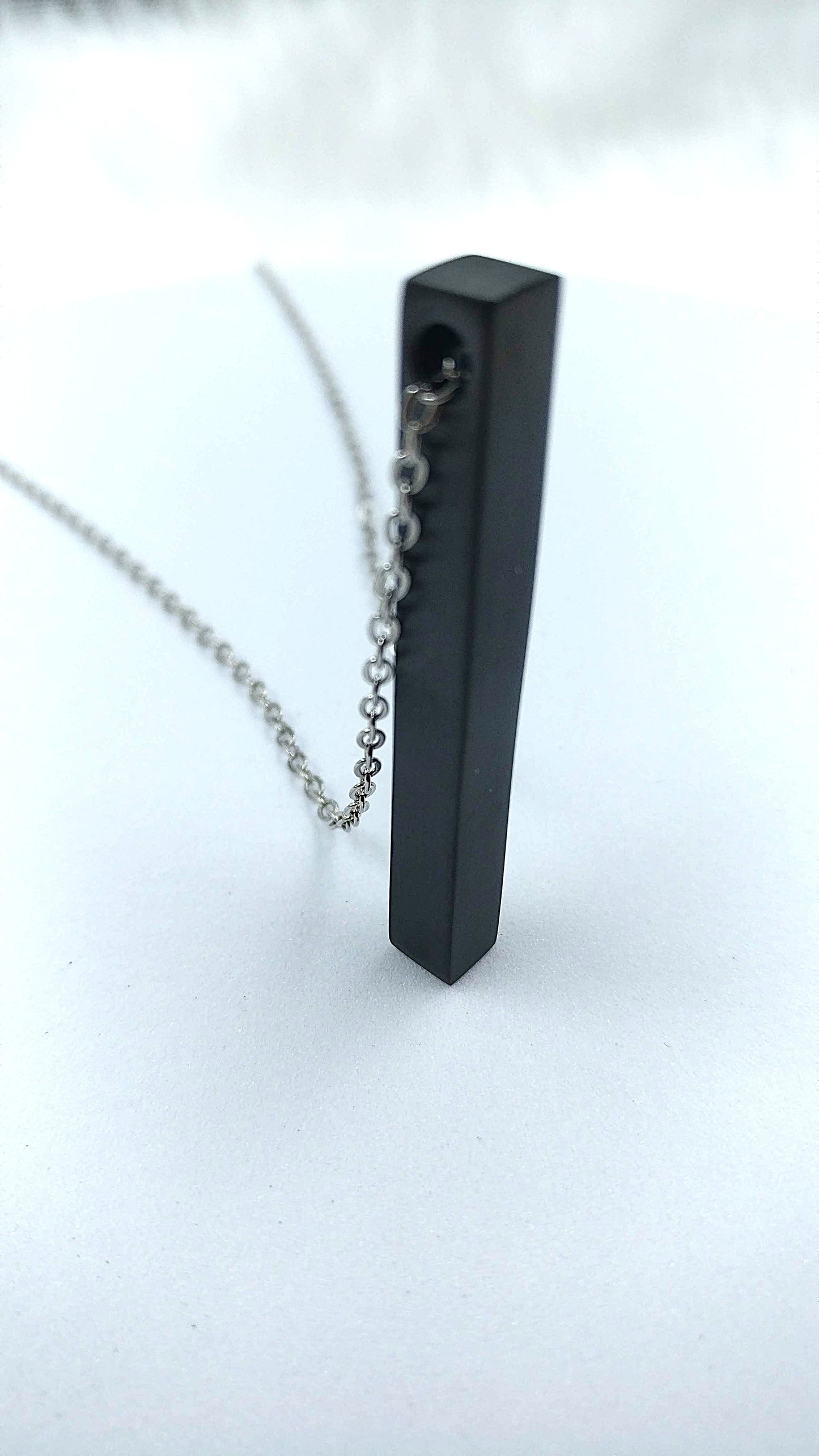 Plain Black Bar Stainless Steel Chain Pendant