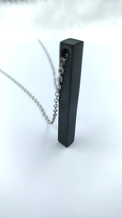 Plain Black Bar Stainless Steel Chain Pendant