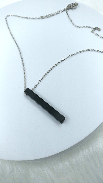 Plain Black Bar Stainless Steel Chain Pendant