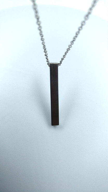 Plain Black Bar Stainless Steel Chain Pendant
