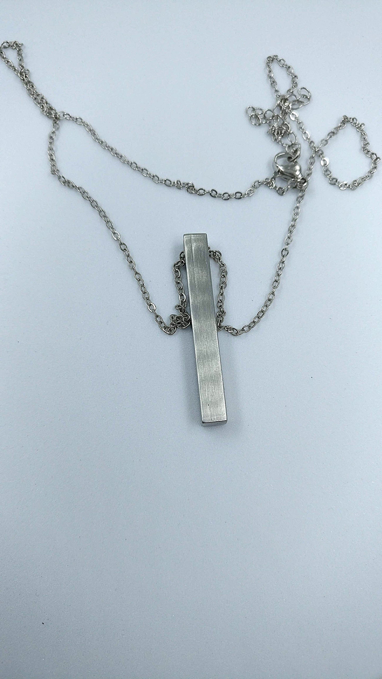 Plain Silver Bar Stainless Steel Chain Pendant