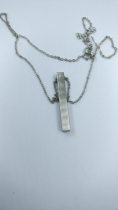 Plain Silver Bar Stainless Steel Chain Pendant