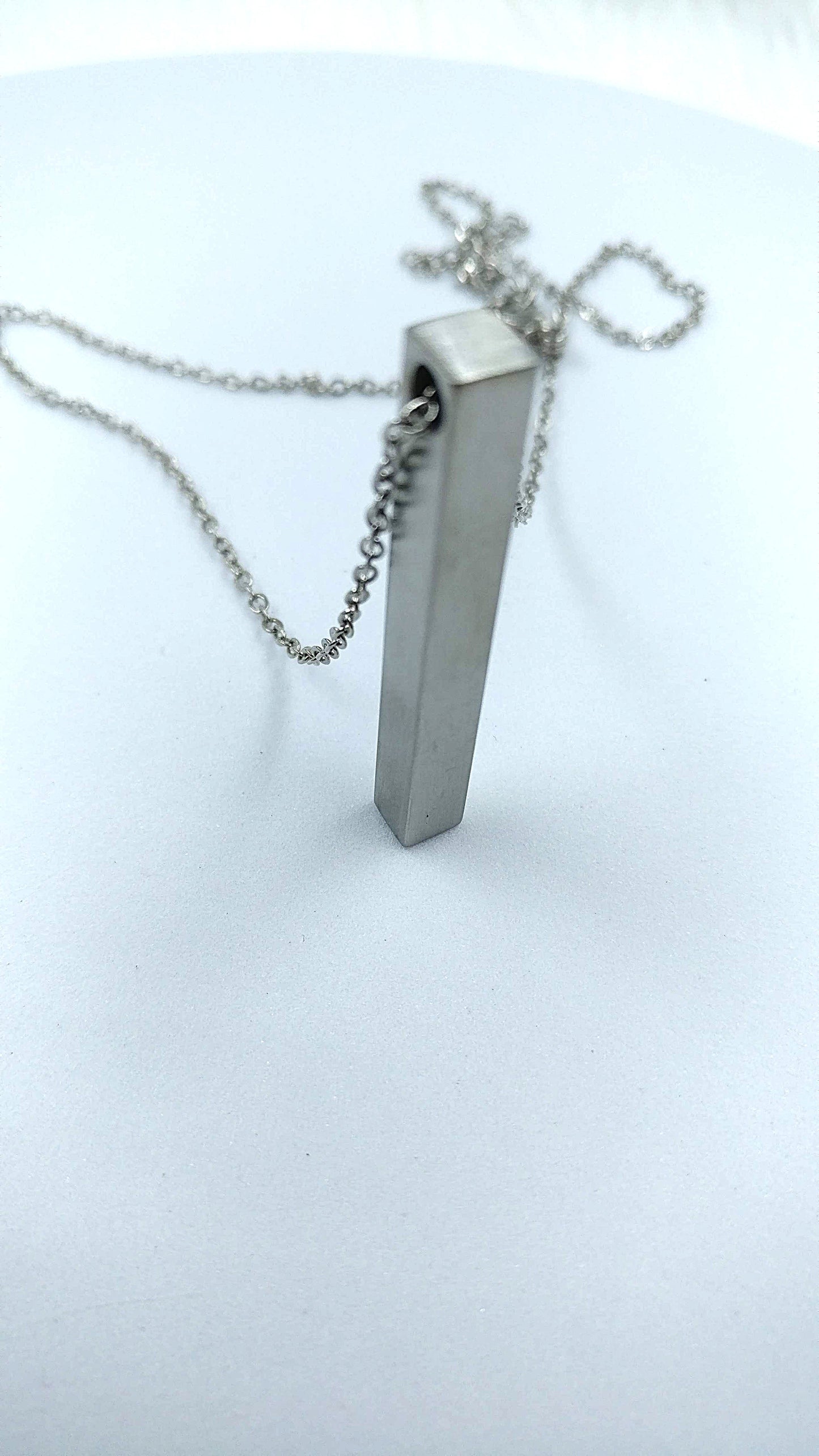 Plain Silver Bar Stainless Steel Chain Pendant
