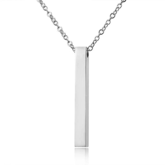 Plain Silver Bar Stainless Steel Chain Pendant