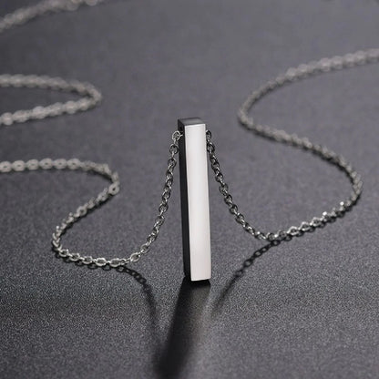 Plain Silver Bar Stainless Steel Chain Pendant
