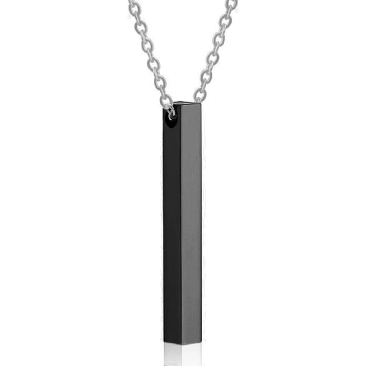 Plain Black Bar Stainless Steel Chain Pendant